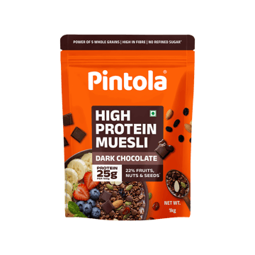 Pintola High Protein Muesli With Dark Chocolate and Cranberry 25g Protein, No Refined Sugar