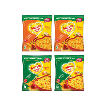 Saffola Classic-Masala Oats x 2 +  Masala Veggie Twist Oats x 2 Combo
