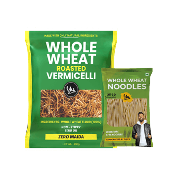 Yu Whole Wheat Noodles (Zero Maida) +  Whole Wheat Roasted Vermicelli Combo