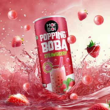 Moi Soi Popping Strawberry Boba Drink