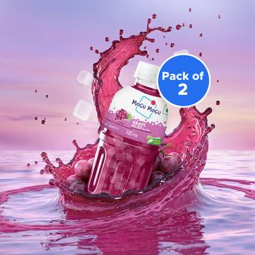 Mogu Mogu Grape Fruit Drink with Nata De Coco - Pack of 2