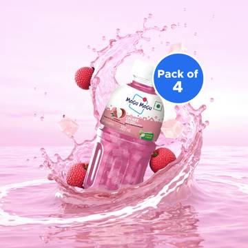 Mogu Mogu Lychee Fruit Drink with Nata De Coco - Pack of 4