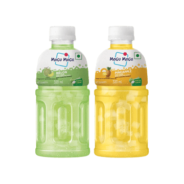 Mogu Mogu Melon Fruit Drink with Nata De Coco +  Pineapple Fruit Drink Combo