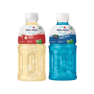 Mogu Mogu Apple Juice With Nata De Coco +  Blackcurrant Fruit Drink with Nata De Coco Combo