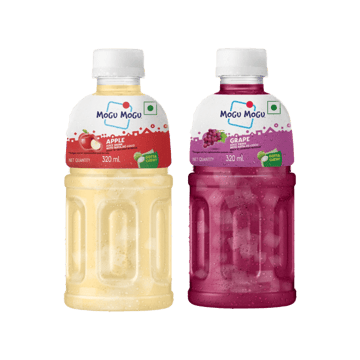 Mogu Mogu Apple Juice With Nata De Coco +  Grape Fruit Drink with Nata De Coco Combo