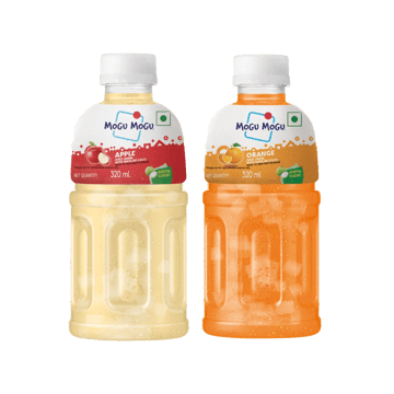 Mogu Mogu Apple Juice With Nata De Coco +  Orange Fruit Drink Combo