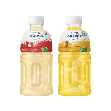 Mogu Mogu Apple Juice With Nata De Coco +  Pineapple Fruit Drink Combo
