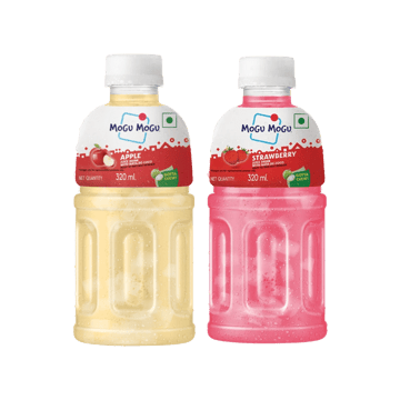 Mogu Mogu Apple Juice With Nata De Coco +  Strawberry Fruit Drink Combo