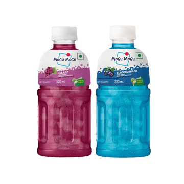 Mogu Mogu Grape Fruit Drink with Nata De Coco +  Blackcurrant Fruit Drink with Nata De Coco Combo