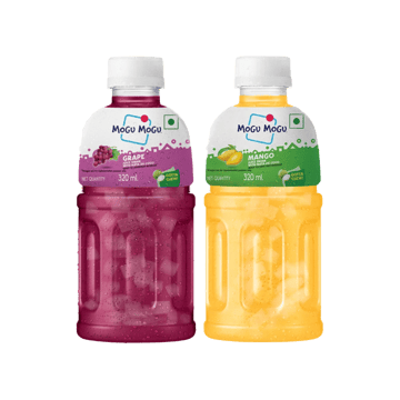 Mogu Mogu Grape Fruit Drink with Nata De Coco +  Mango Drink Combo