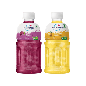 Mogu Mogu Grape Fruit Drink with Nata De Coco +  Pineapple Fruit Drink Combo