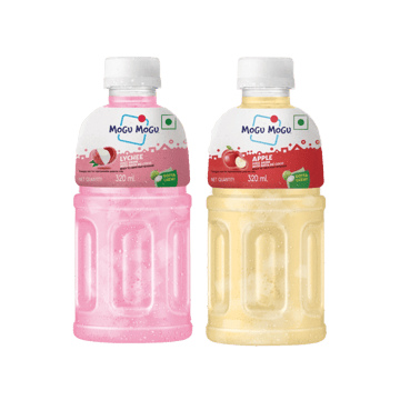 Mogu Mogu Lychee Fruit Drink with Nata De Coco +  Apple Juice With Nata De Coco Combo