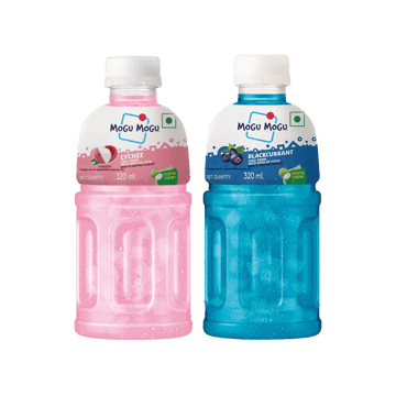 Mogu Mogu Lychee Fruit Drink with Nata De Coco +  Blackcurrant Fruit Drink with Nata De Coco Combo