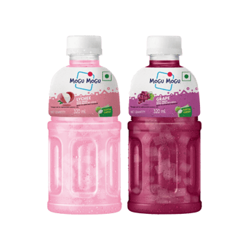 Mogu Mogu Lychee Fruit Drink with Nata De Coco +  Grape Fruit Drink with Nata De Coco Combo