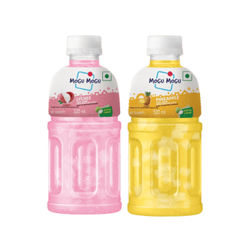 Mogu Mogu Lychee Fruit Drink with Nata De Coco +  Pineapple Fruit Drink Combo
