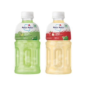Mogu Mogu Melon Fruit Drink with Nata De Coco +  Apple Juice With Nata De Coco Combo
