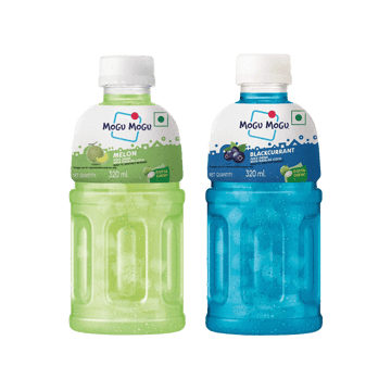 Mogu Mogu Melon Fruit Drink with Nata De Coco +  Blackcurrant Fruit Drink with Nata De Coco Combo