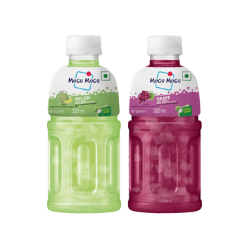 Mogu Mogu Melon Fruit Drink with Nata De Coco +  Grape Fruit Drink with Nata De Coco Combo