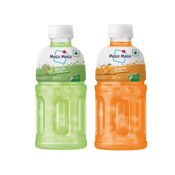 Mogu Mogu Melon Fruit Drink with Nata De Coco +  Orange Fruit Drink Combo