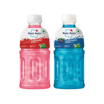Mogu Mogu Strawberry Fruit Drink +  Blackcurrant Fruit Drink with Nata De Coco Combo