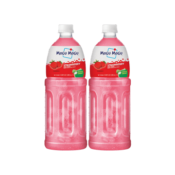 Mogu Mogu Strawberry Fruit Drink With Nata De Coco - Pack of 2