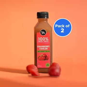 Yu Cranberry Juice with Berry Pieces - 100% Fruit Juice - Pack of 2