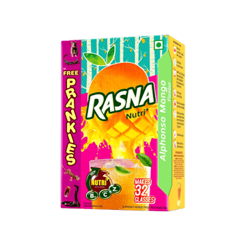 Rasna Fruit Plus Alphonso Mango Drink Mix (32 Glasses)
