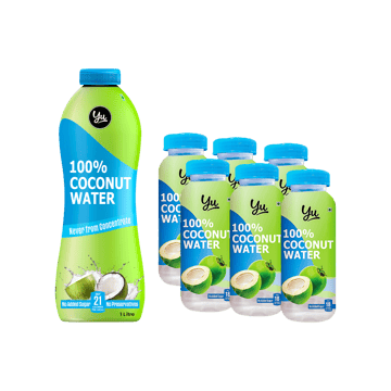 Yu 100% Natural Coconut Water +  100% Natural Coconut Water - No Preservative Combo