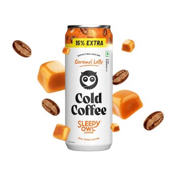 Sleepy Owl Caramel Latte Cold Coffee Can