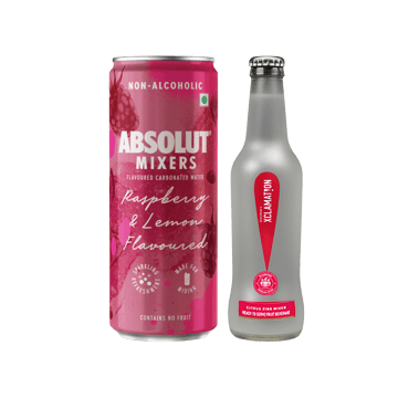 Absolut Mixers Carbonated Cocktail Mix (Raspberry & Lemon Flavoured) + Xclamation Citrus Zing (Screwdriver) Mocktail & Cocktail Mix Combo