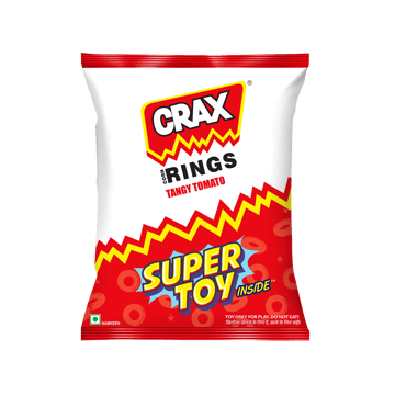 Crax Corn Rings Tangy Tomato Puffs Snacks with Super Toys