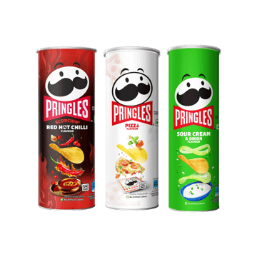 Pringles Scorchin’ Potato Chips (Red Hot Chilli) +  Pizza Flavoured Potato Chips +  Sour Cream & Onion Potato Chips Combo