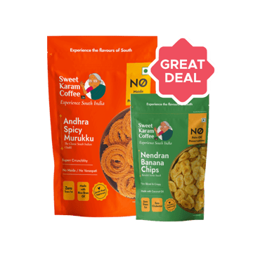 Sweet Karam Coffee Andhra Spicy Murukku +  Nendran Banana Chips Combo