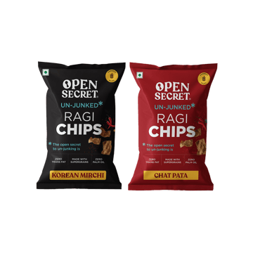 Open Secret Korean Mirchi Healthy Ragi Chips +  Chatpata Healthy Ragi Chips Combo