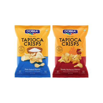 Dobra Plain Salted Tapioca Chips / Crisps +  Smoky Barbeque Tapioca Chips / Crisps Combo