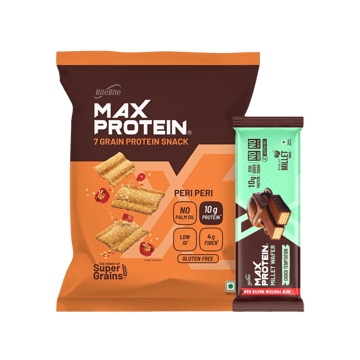 RiteBite Choco Temptation Millet Wafer Protein Bar +  Max Protein Peri Peri 10 g Protein Multigrain Chips Combo