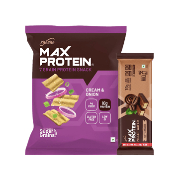 RiteBite Coffee Mousse Millet Waffer Protein Bar +  Max Protein Cream & Onion 10 g Protein Multigrain Chips Combo