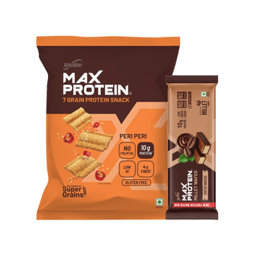 RiteBite Coffee Mousse Millet Waffer Protein Bar +  Max Protein Peri Peri 10 g Protein Multigrain Chips Combo
