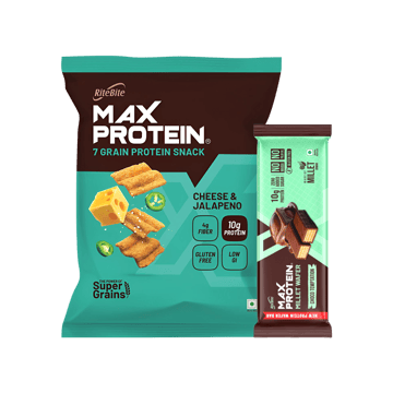 RiteBite Choco Temptation Millet Wafer Protein Bar +  Max Protein Cheese & Jalapeno 10 g Protein Multigrain Chips Combo