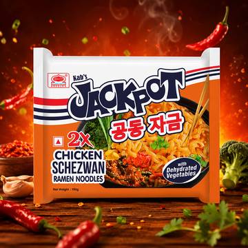 Kab's Jackpot 2X Chicken Schezwan Ramen Noodles