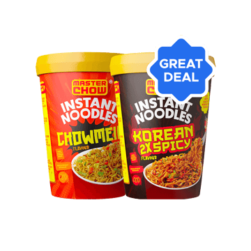 MasterChow Instant Cup Noodles (Chowmein Flavour) + Instant Cup Noodles (Korean 2X Spicy Flavour) Combo