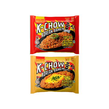 MasterChow K-Chow Korean Masala Ramen Instant Noodles +  K-chow Korean Ramen Cheese Instant Noodles Combo