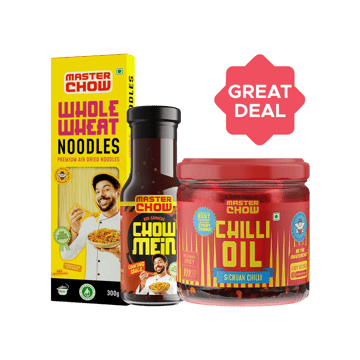 MasterChow Healthy Whole Wheat Noodles +  Chowmein Sauce +  Sichuan Chilli Oil Combo