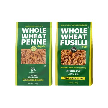 Yu 100% Whole Wheat Penne Pasta +  100% Whole Wheat Fusilli Pasta Combo