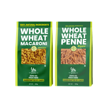 Yu 100% Whole Wheat Penne Pasta +  100% Whole Wheat Elbow Macaroni Pasta Combo