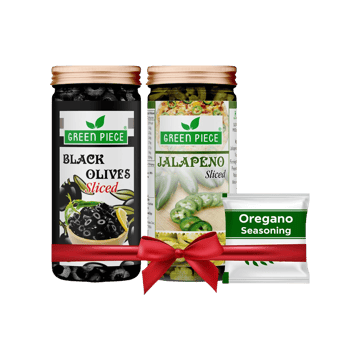 Green Piece Sliced Jalapeno & Black Olives with Oregano Seasoning