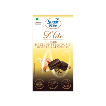 Sugar Free D'Lite Dark Chocolate Bar (Hazelnut & Roasted Almonds)