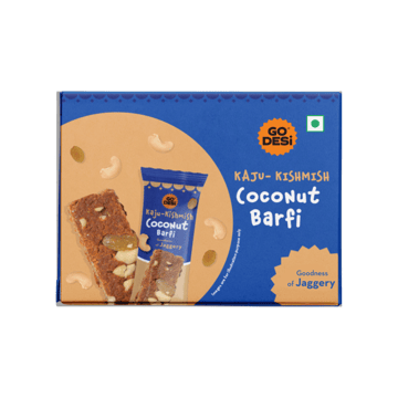 Jaggery Kaju Kishmish Coconut Burfi by GO DESi