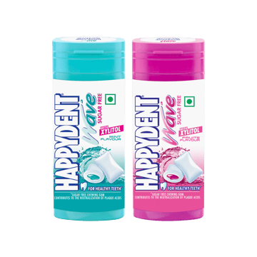 Happydent Wave Sugarfree Mint Chewing Gum 18 Pcs +  Sugar Free Wave Fruit Flavour Chewing Gum Combo