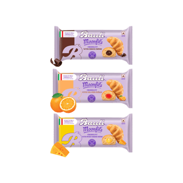 Bauli Moonfils Chocolate Crème Croissant +  Moonfils Sweet Cheese Crème Soft Croissant +  Moonfils Orange Crème Soft Croissant Combo